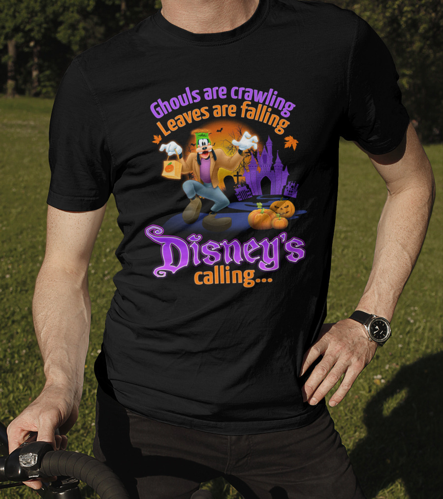 Ghouls Are Crawling Leaves Are Falling Disney's Calling Goofy Halloween Theme T-Shirt