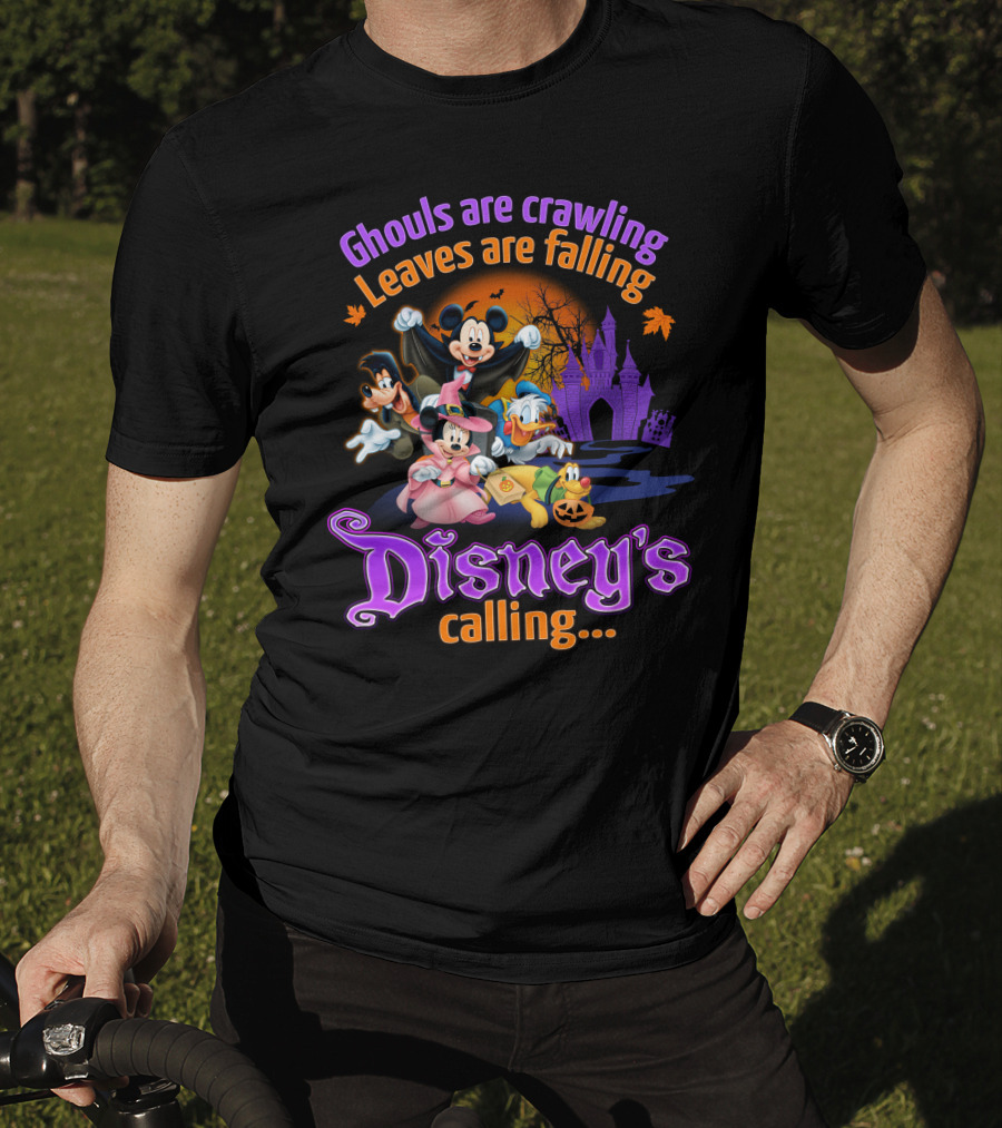 Ghouls Are Crawling Leaves Are Falling Disney's Calling Mickey And Friends T-Shirt