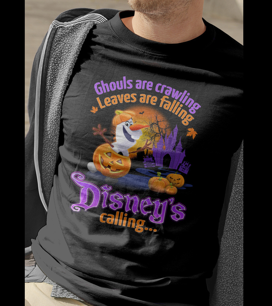 Ghouls Are Crawling Leaves Are Falling Disney's Calling Olaf Pumpkin Castle T-Shirt