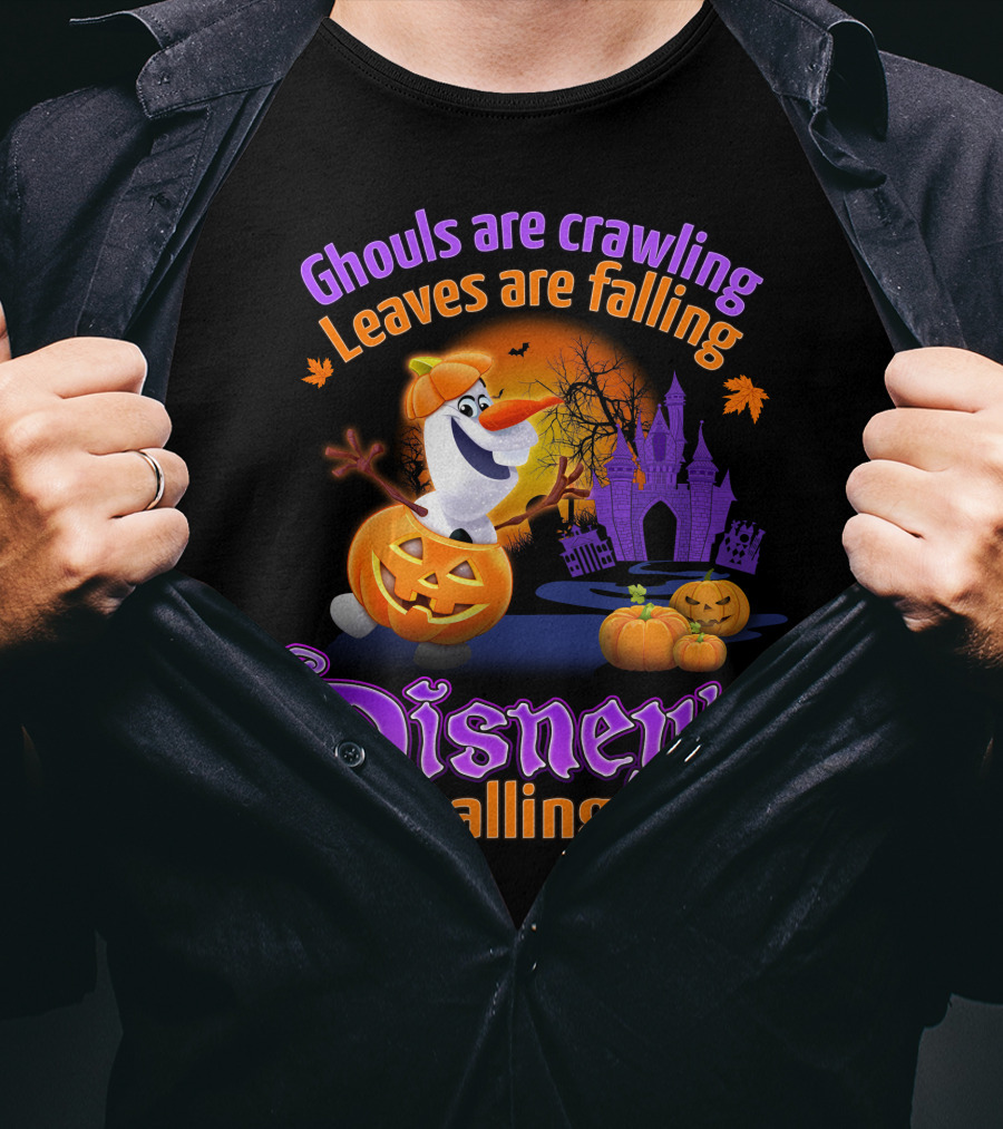 Ghouls Are Crawling Leaves Are Falling Disney's Calling Olaf Pumpkin Castle T-Shirt