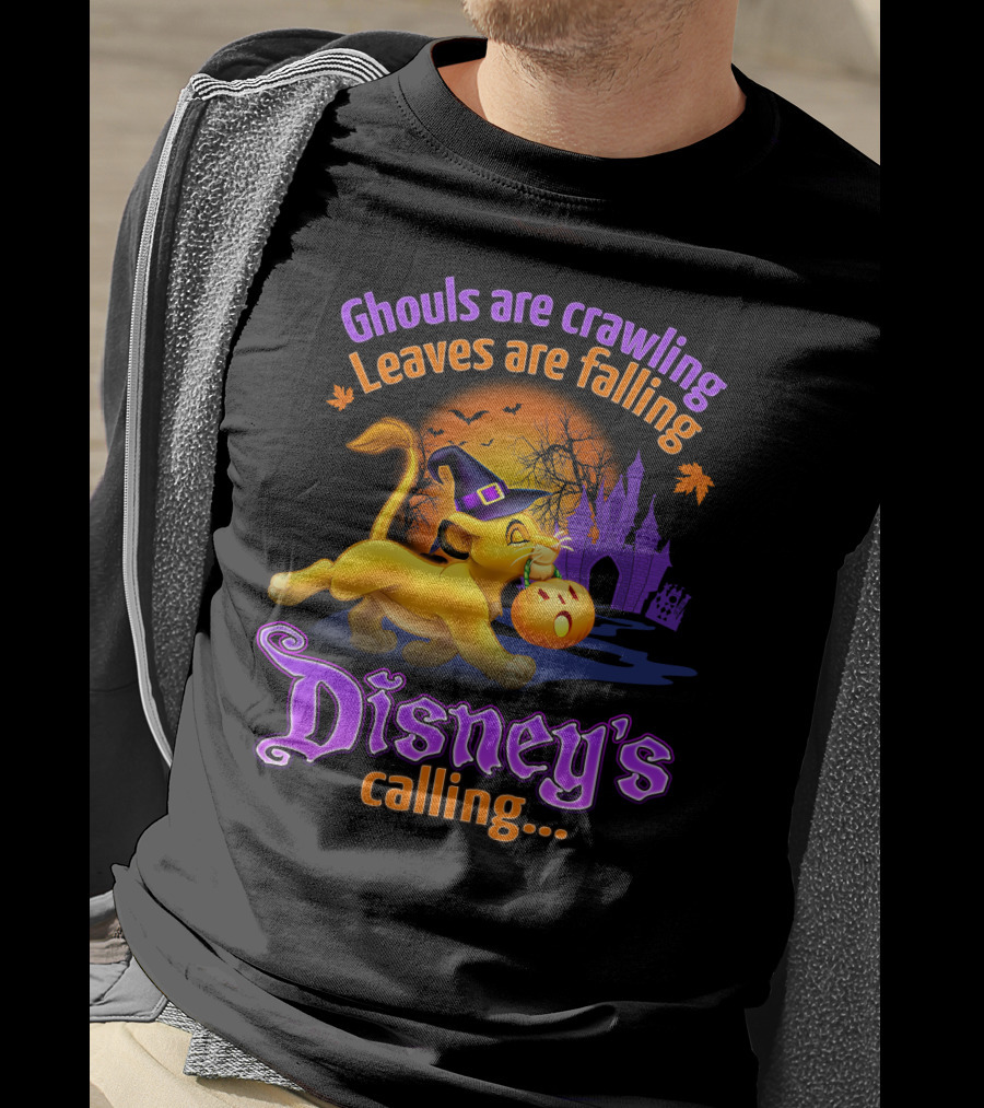 Ghouls Are Crawling Leaves Are Falling Disney's Calling Simba Halloween Scene T-Shirt