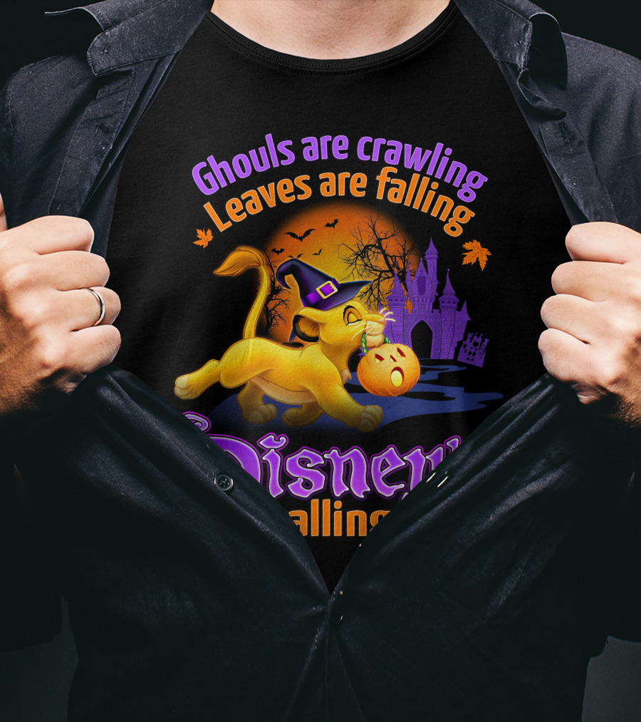 Ghouls Are Crawling Leaves Are Falling Disney's Calling Simba Halloween Scene T-Shirt