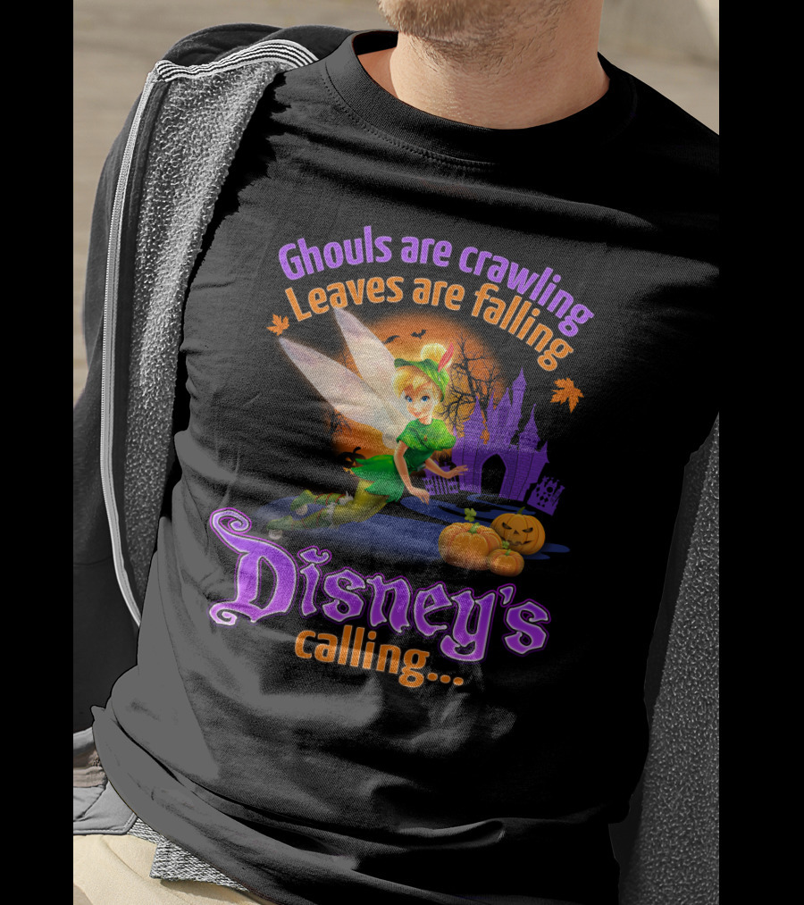 Ghouls Are Crawling Leaves Are Falling Disney's Calling Tinker Bell Halloween Theme T-Shirt