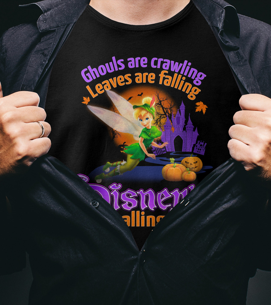Ghouls Are Crawling Leaves Are Falling Disney's Calling Tinker Bell Halloween Theme T-Shirt