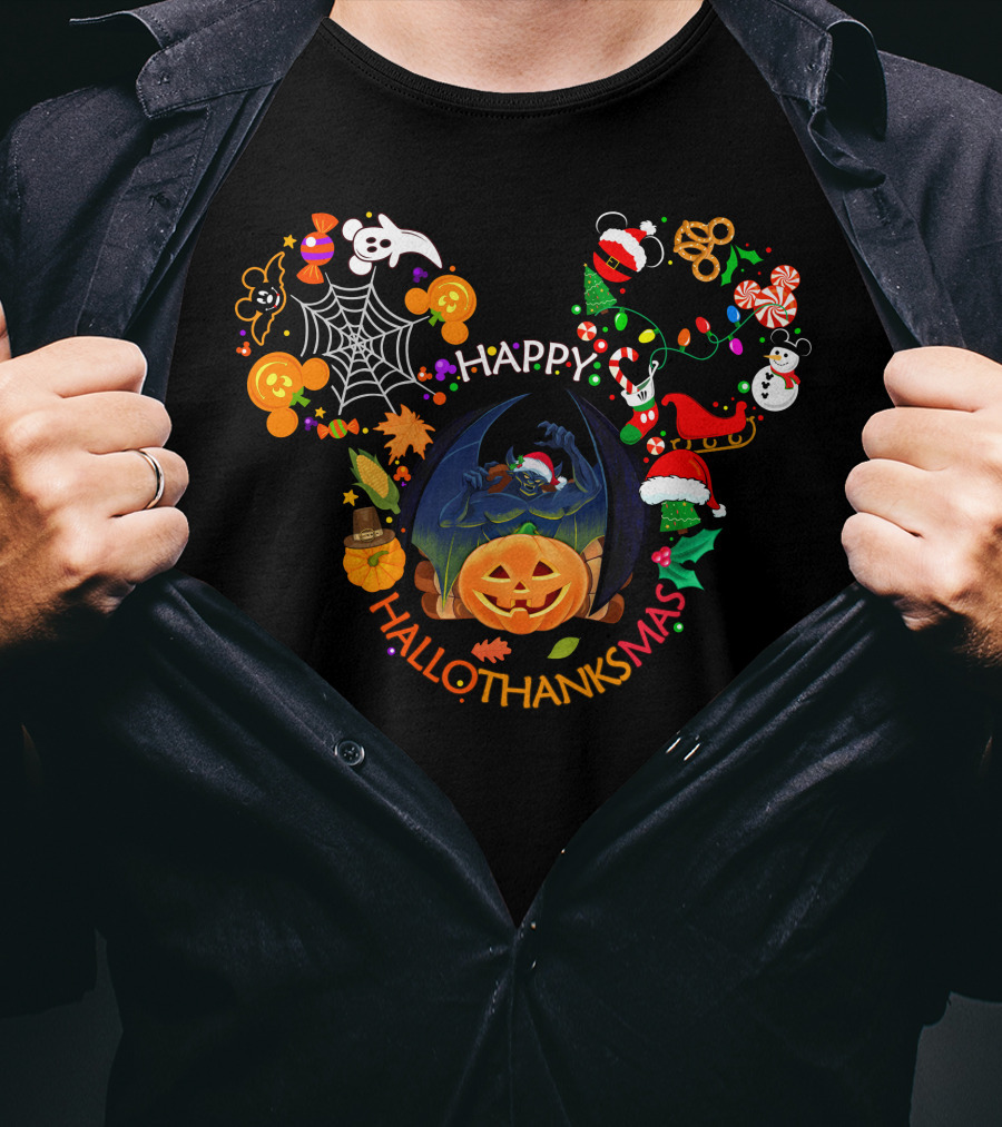 Happy Hallothanksmas Chernabog Halloween Christmas Thanksgiving T-Shirt