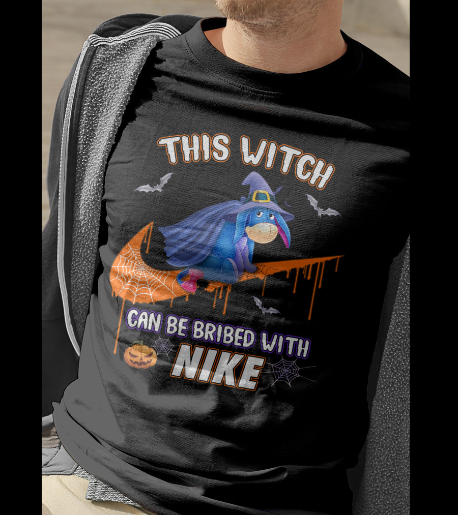 This Witch Can Be Bribed With Nike Eeyore Halloween Bats Pumpkins T-Shirt