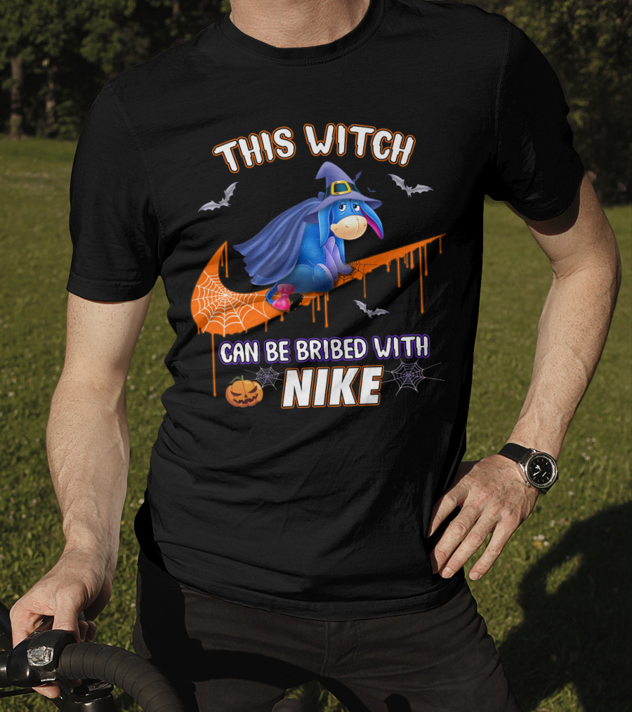 This Witch Can Be Bribed With Nike Eeyore Halloween Bats Pumpkins T-Shirt