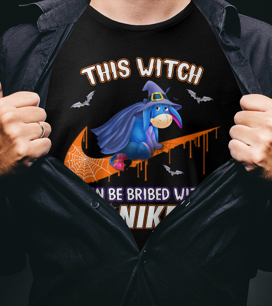 This Witch Can Be Bribed With Nike Eeyore Halloween Bats Pumpkins T-Shirt