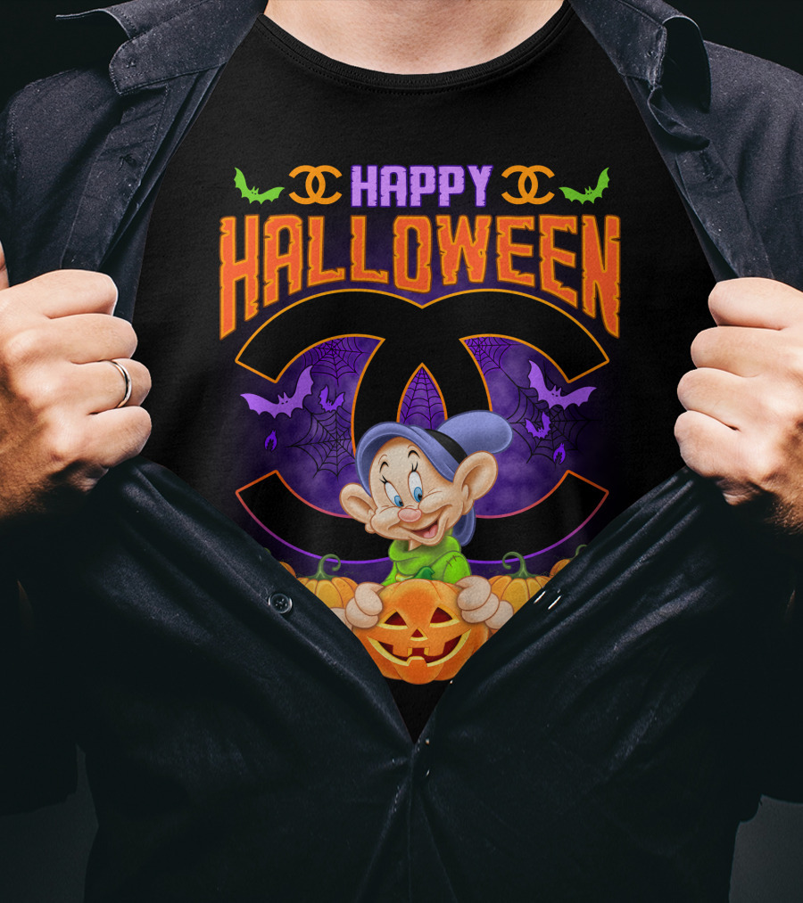 Happy Halloween Dopey Chanel Pumpkin Bats T-Shirt