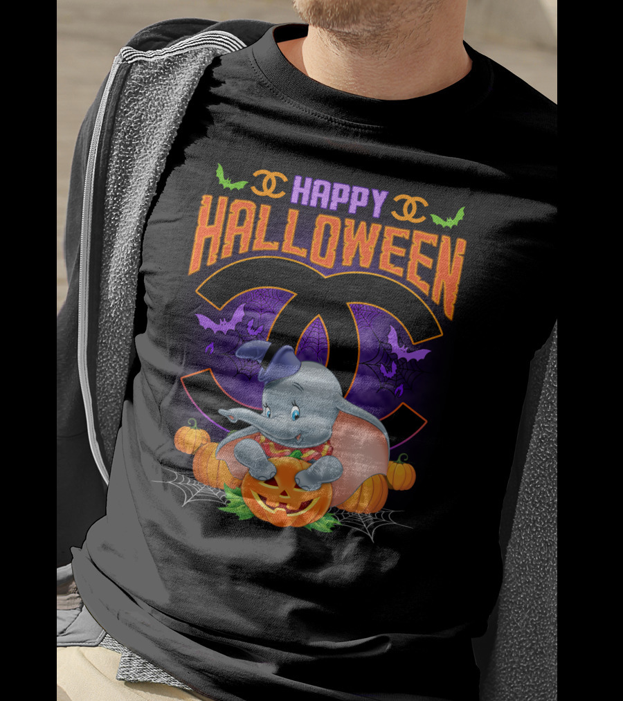 Dumbo Happy Halloween Pumpkins And Bats T-Shirt