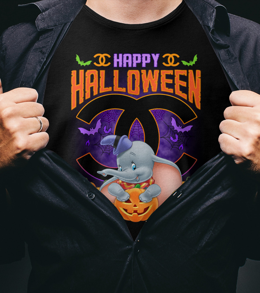 Dumbo Happy Halloween Pumpkins And Bats T-Shirt