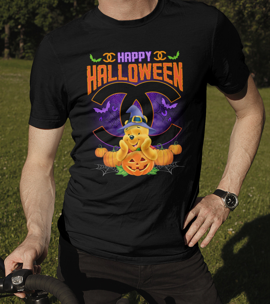 Happy Halloween Pooh Pumpkins Bat Spells T-Shirt