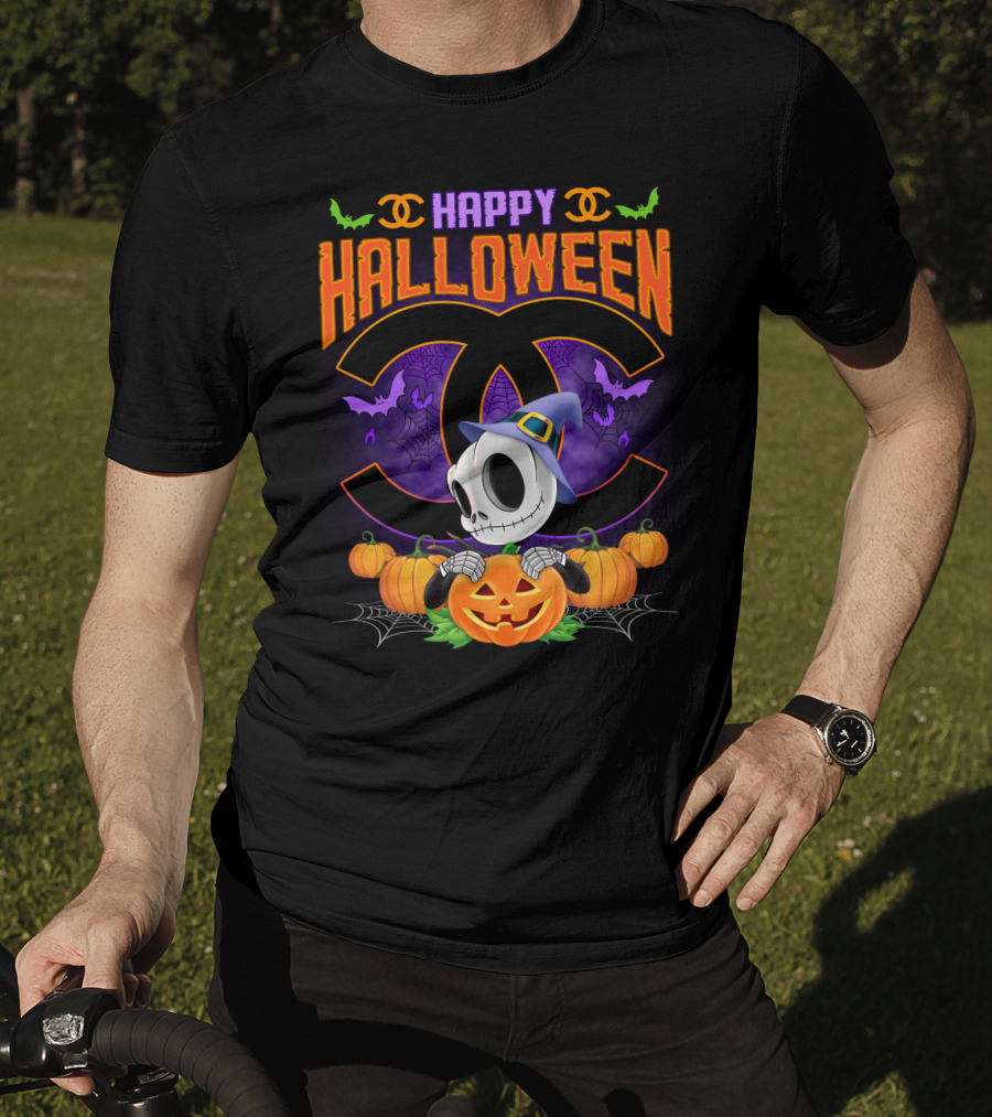 Jack Happy Halloween Pumpkin Skeleton Witch Hat T-Shirt