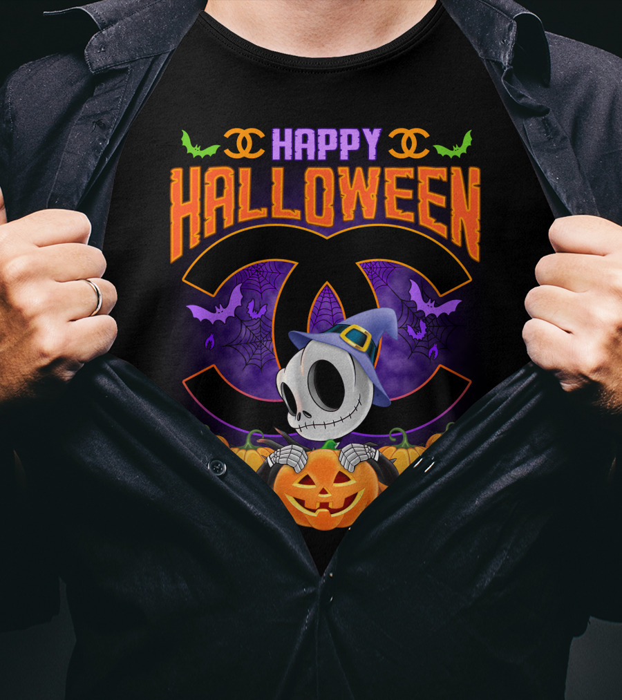 Jack Happy Halloween Pumpkin Skeleton Witch Hat T-Shirt