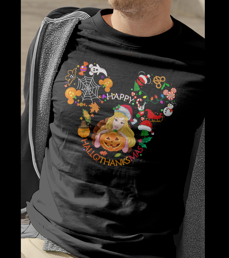 Happy Hallothanksmas Aurora Disney Holiday Crossover T-Shirt