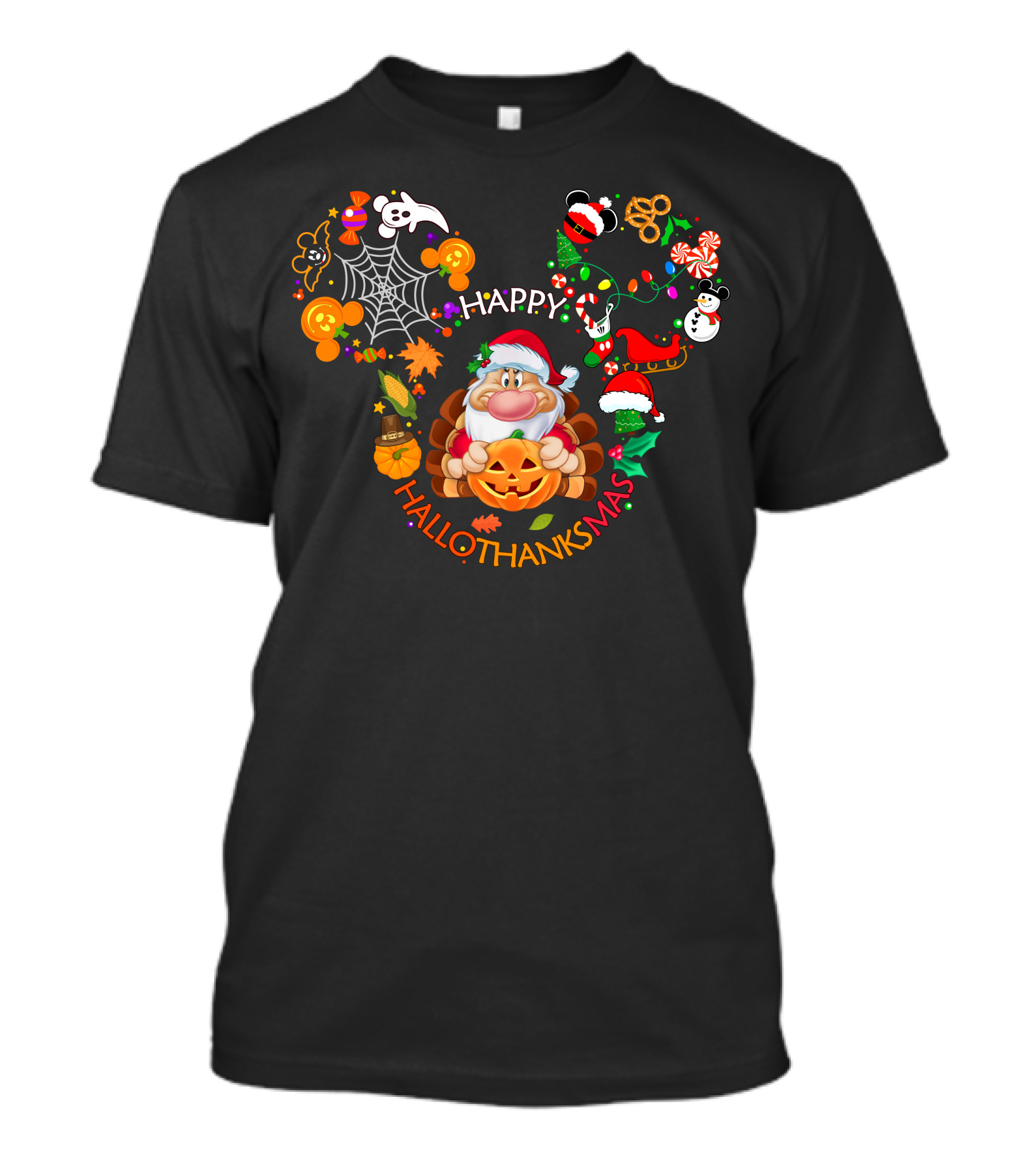 Happy Hallothanksmas Grumpy Holiday Mashup T-Shirt