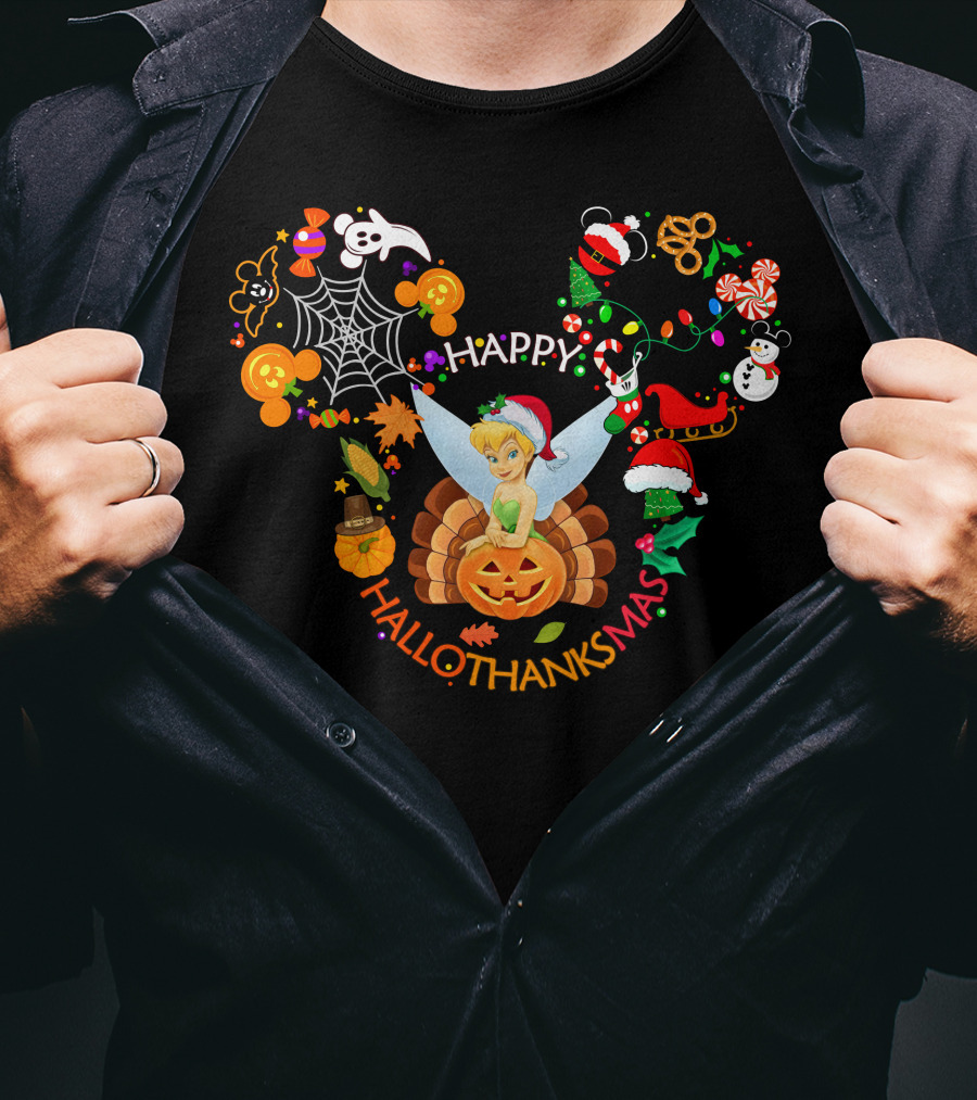 Happy Hallothanksmas Tinker Bell Holiday Mashup T-Shirt