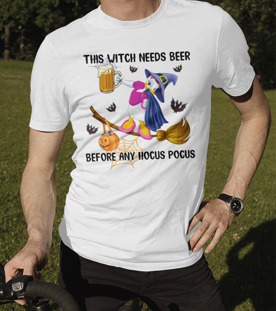 This Witch Needs Beer Before Any Hocus Pocus Daisy T-Shirt