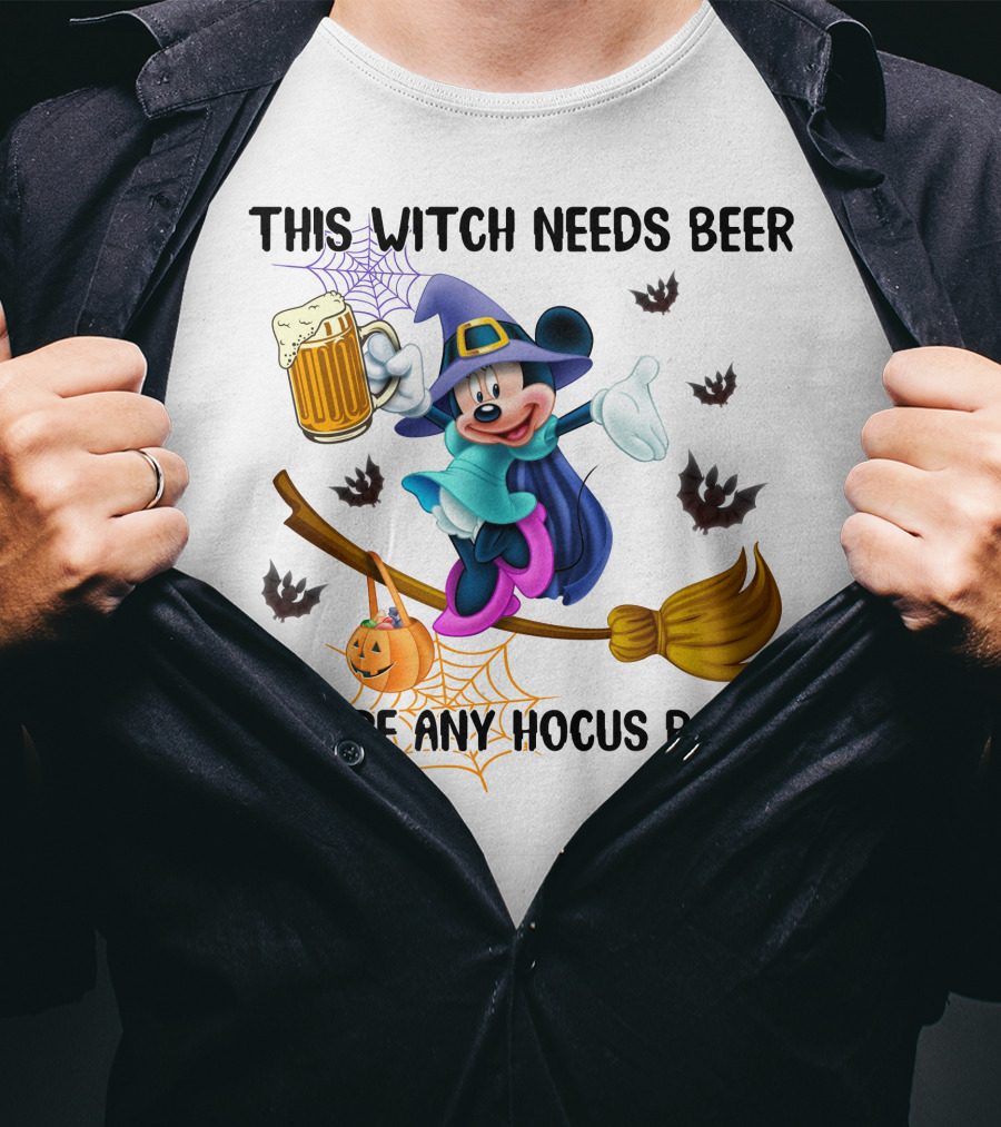 This Witch Needs Beer Before Any Hocus Pocus Minnie T-Shirt