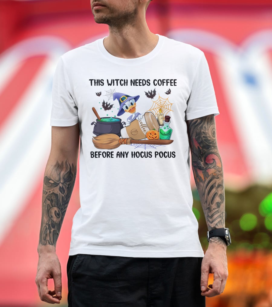This Witch Needs Coffee Before Any Hocus Pocus Daisy T-Shirt