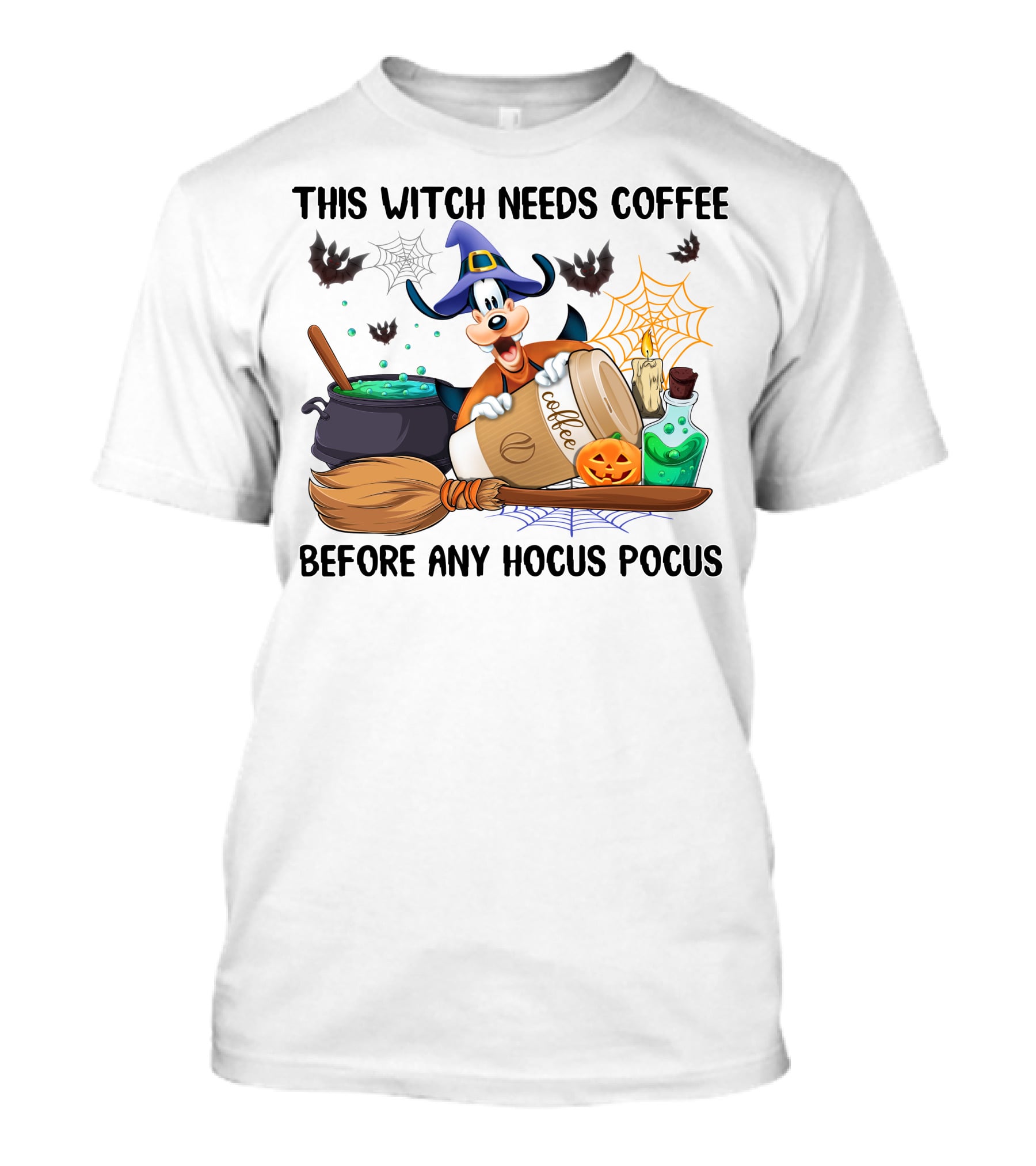 This Witch Needs Coffee Before Any Hocus Pocus Goofy Halloween T-Shirt