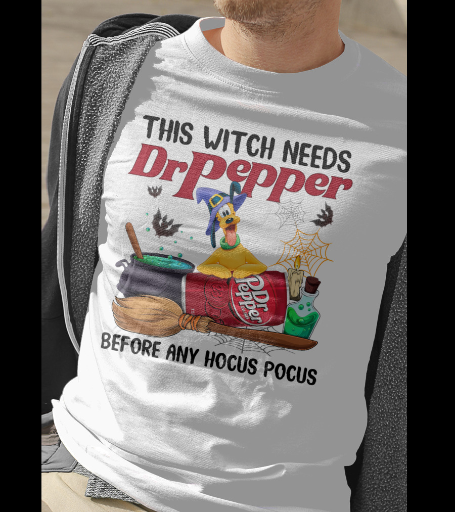 This Witch Needs Dr Pepper Before Any Hocus Pocus With Pluto Halloween Theme T-Shirt