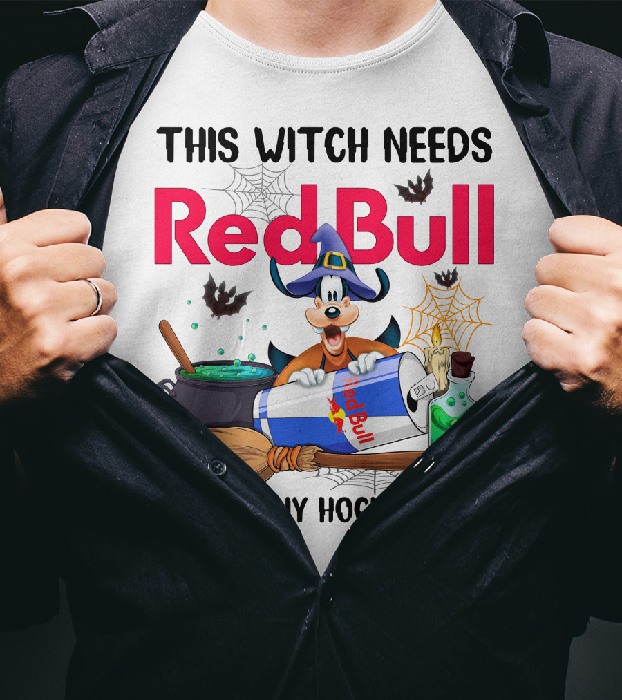 This Witch Needs Red Bull Before Any Hocus Pocus Goofy Halloween Theme T-Shirt