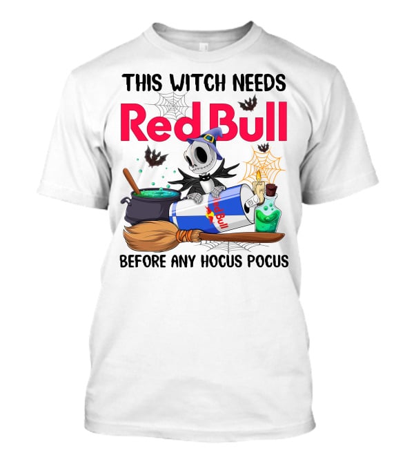 This Witch Needs Red Bull Before Any Hocus Pocus Jack Skellington T-Shirt