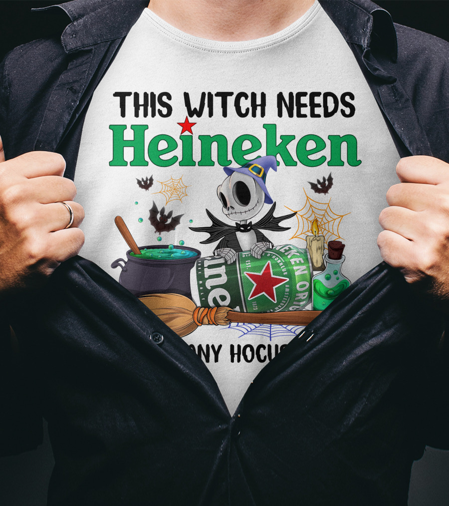 This Witch Needs Heineken Before Any Hocus Pocus Jack Skellington T-Shirt