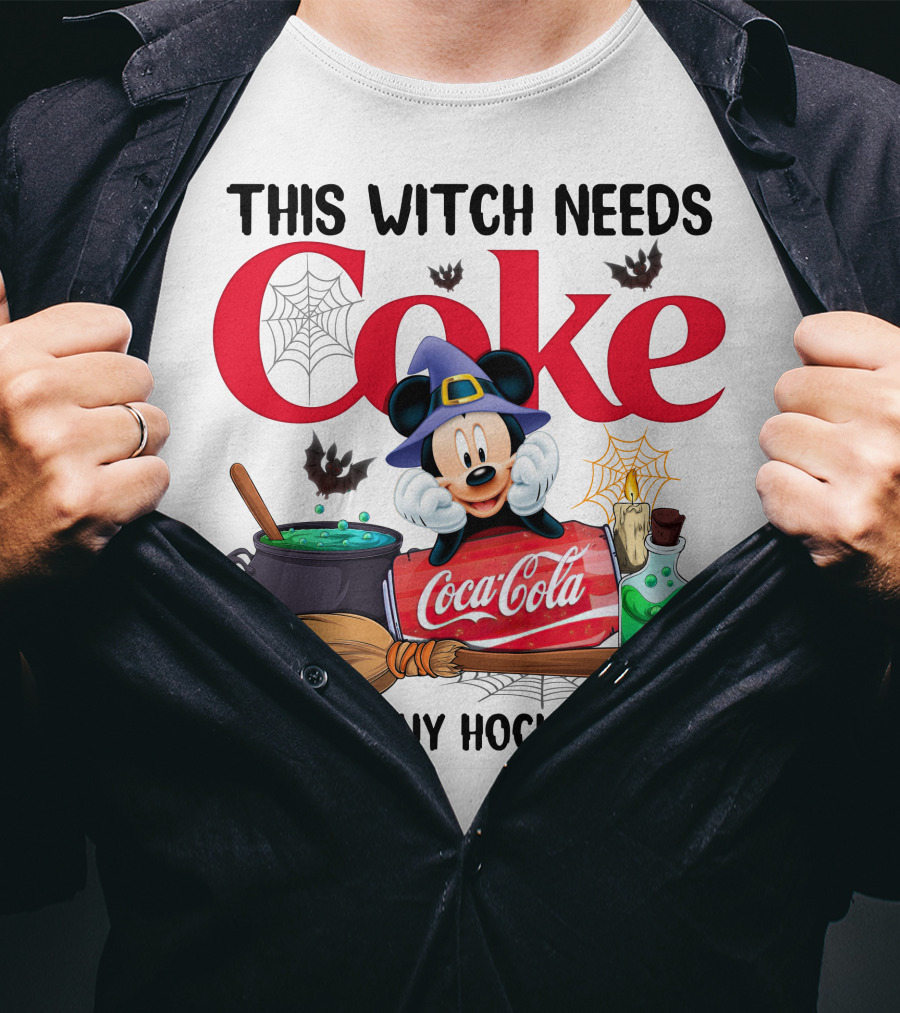 This Witch Needs Coke Before Any Hocus Pocus Mickey Halloween Coca-Cola T-Shirt