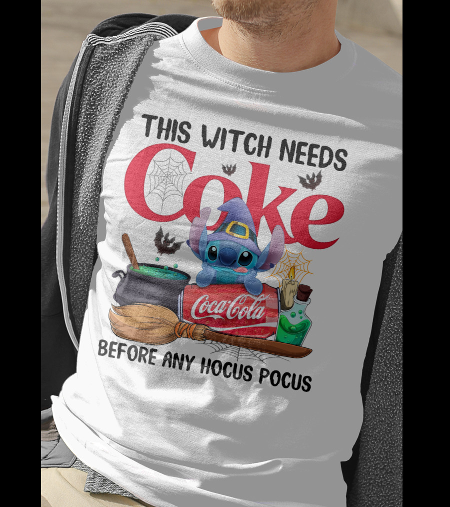 This Witch Needs Coke Before Any Hocus Pocus Coca-Cola Stitch Halloween T-Shirt