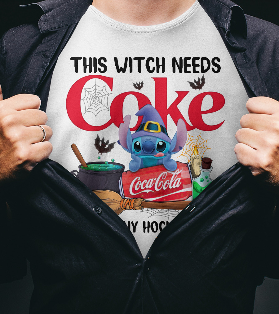 This Witch Needs Coke Before Any Hocus Pocus Coca-Cola Stitch Halloween T-Shirt