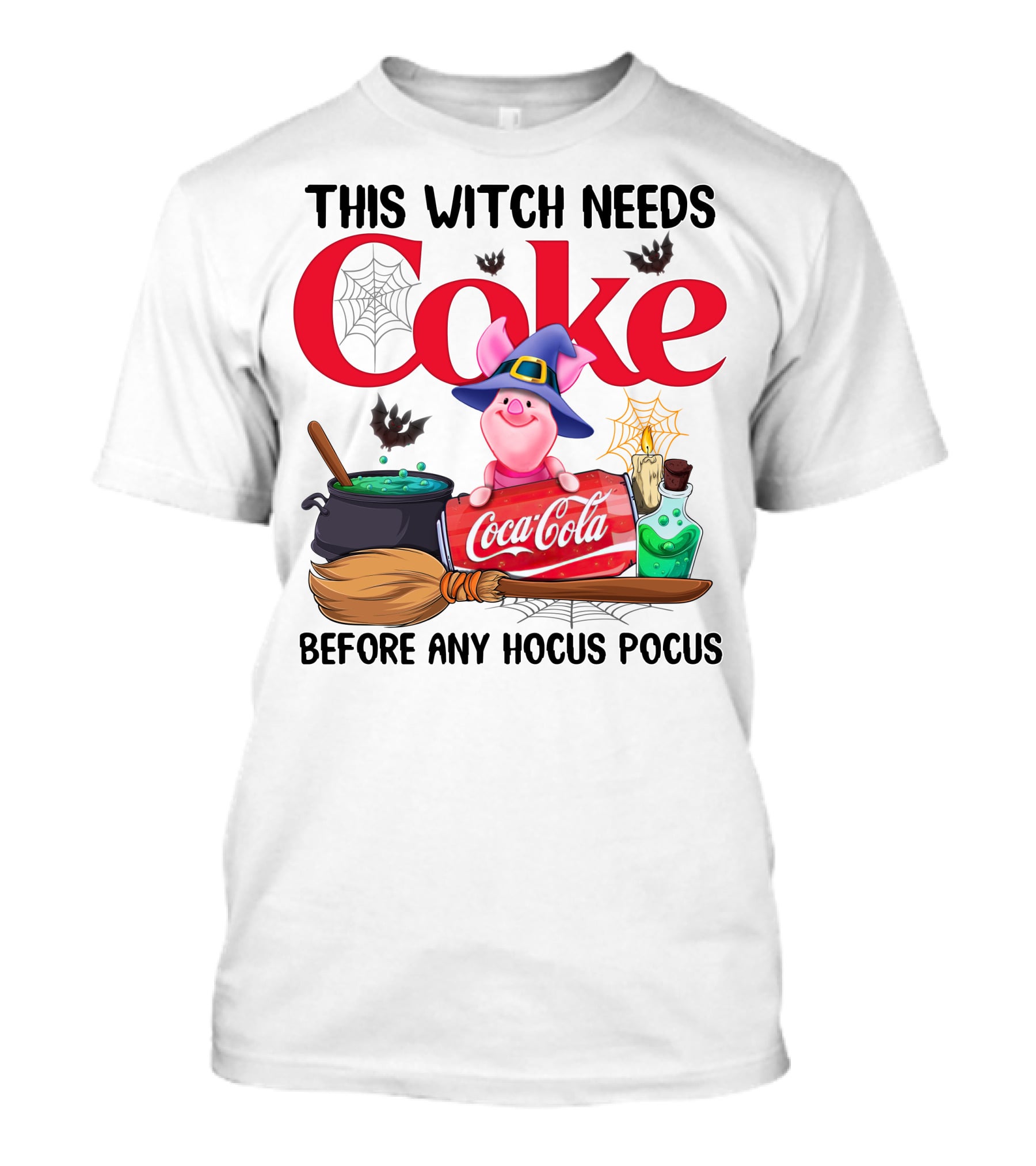 This Witch Needs Coke Before Any Hocus Pocus Piglet Coca-Cola Halloween T-Shirt