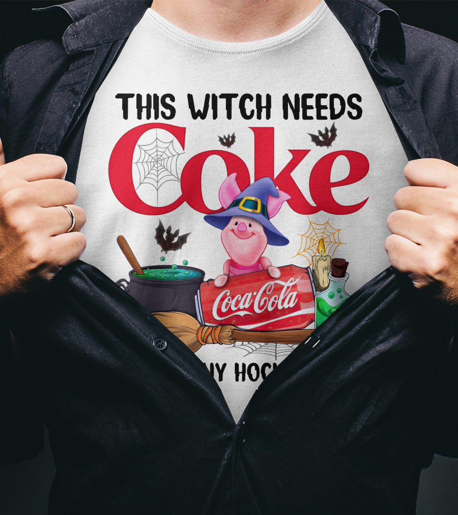 This Witch Needs Coke Before Any Hocus Pocus Piglet Coca-Cola Halloween T-Shirt