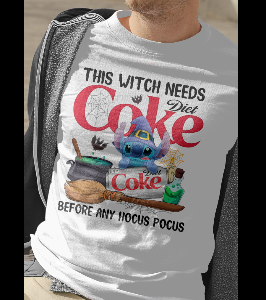 This Witch Needs Diet Coke And Stitch Before Any Hocus Pocus T-Shirt