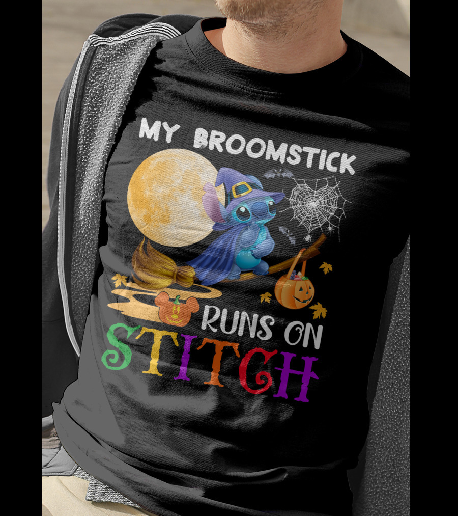 My Broomstick Runs On Stitch T-Shirt
