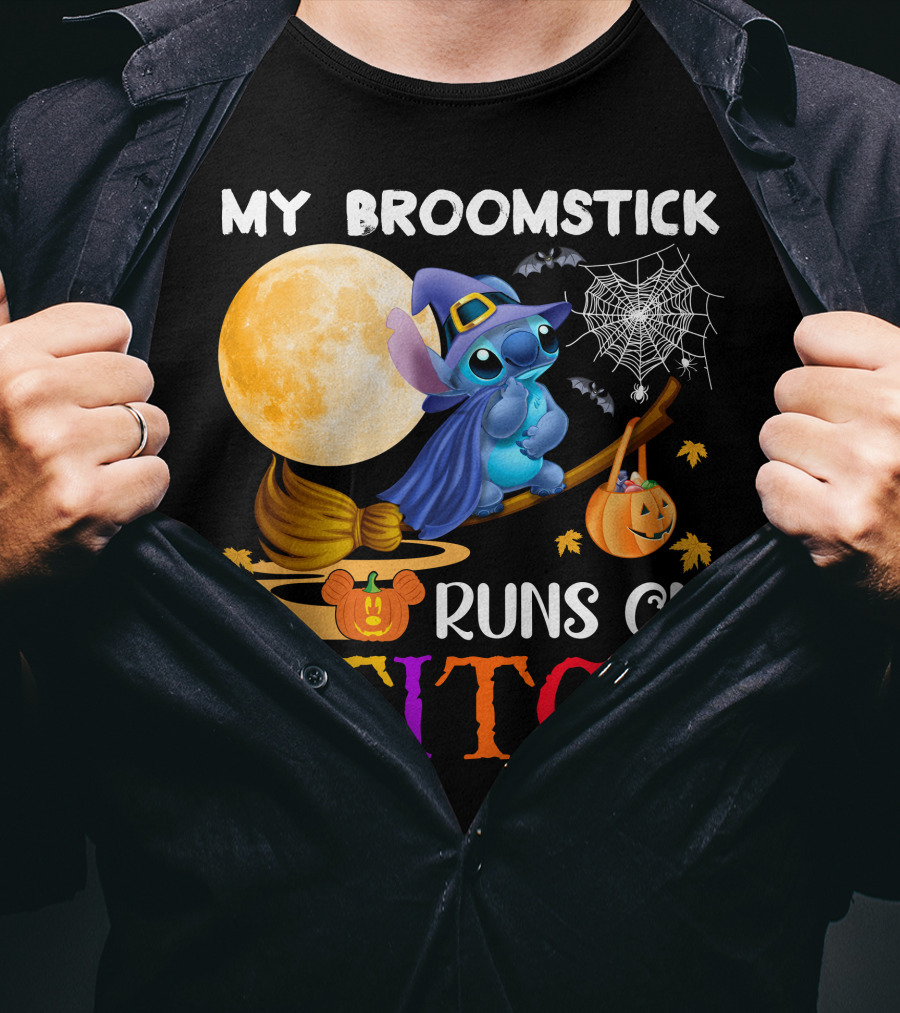 My Broomstick Runs On Stitch T-Shirt
