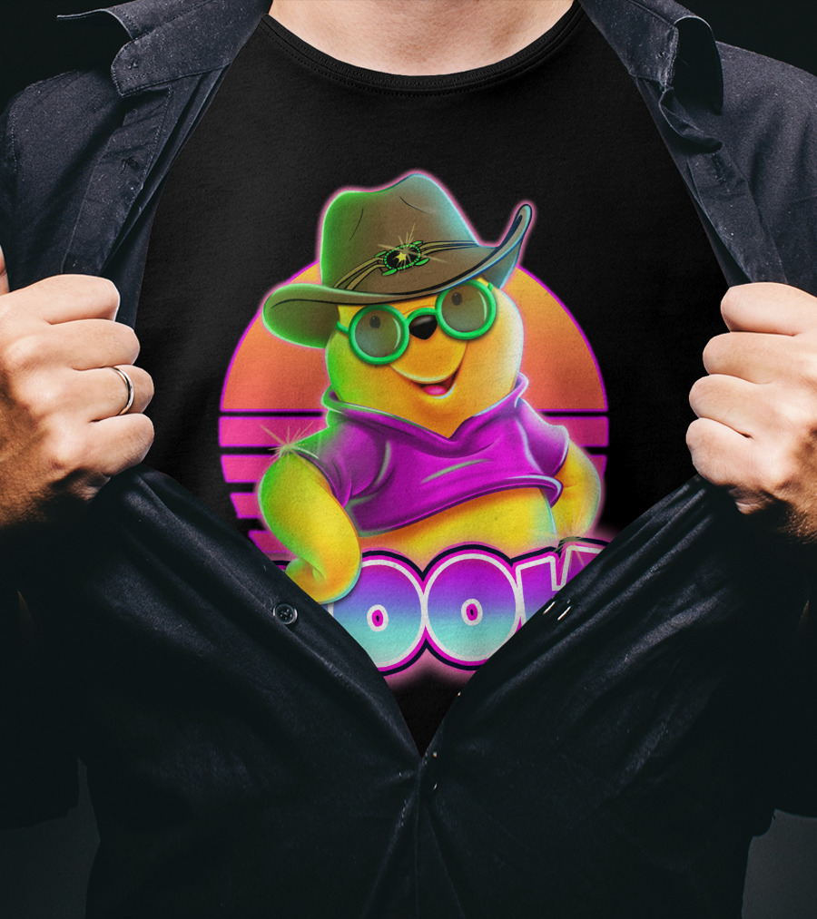 Pooh Retro Neon Style With Sunglasses And Hat T-Shirt