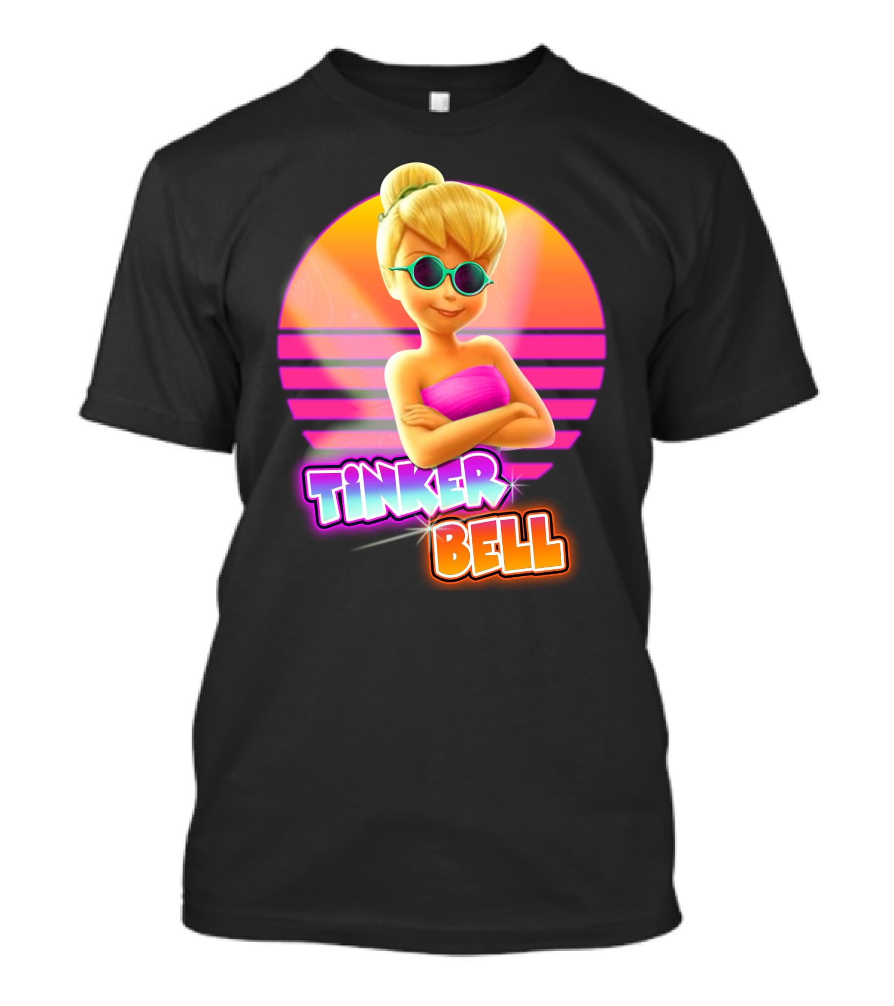 Tinker Bell Retro Sunset Style Cool Sunglasses T-Shirt