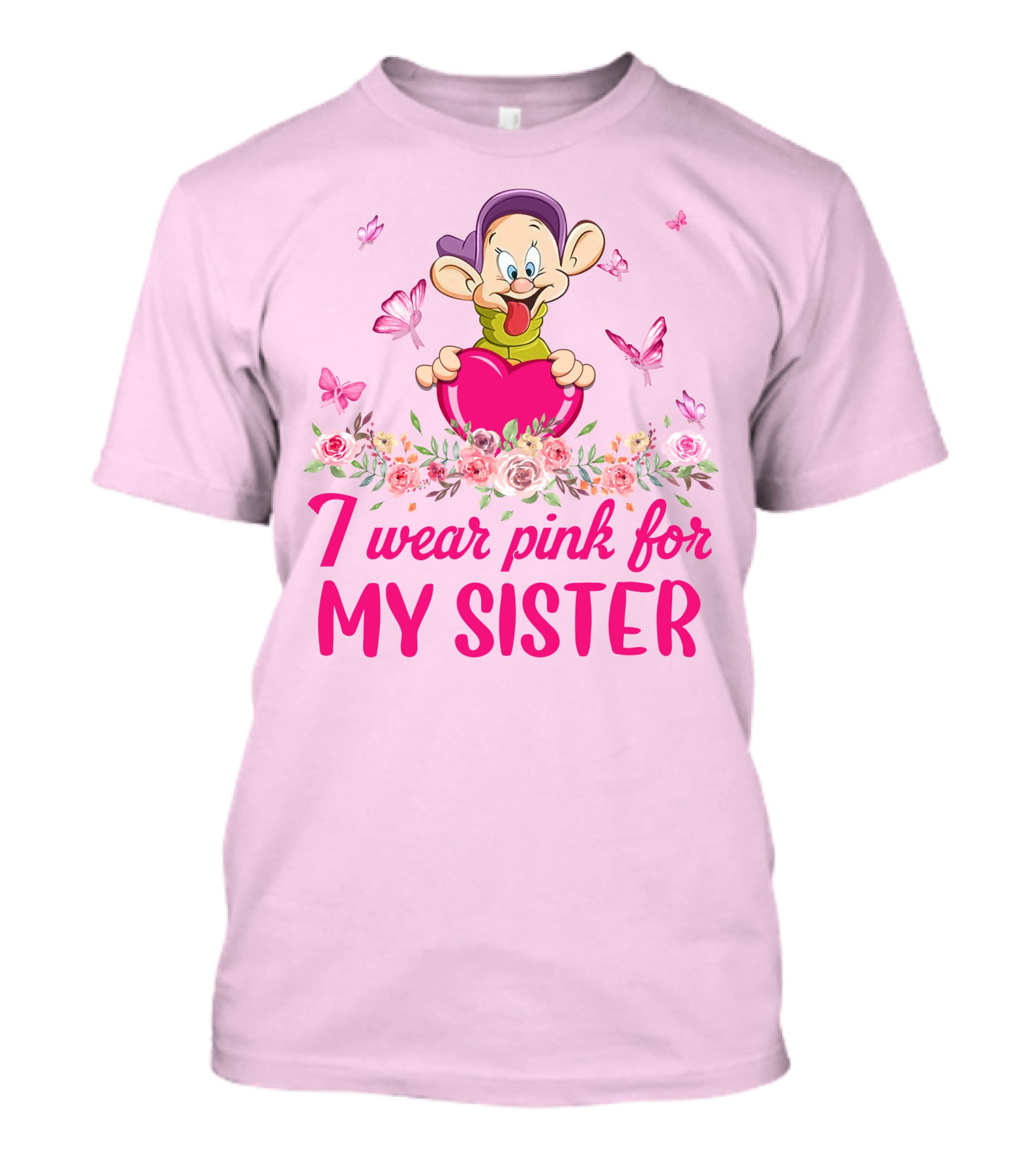 I Wear Pink For My Sister Dopey Seven Dwarfs T-Shirt