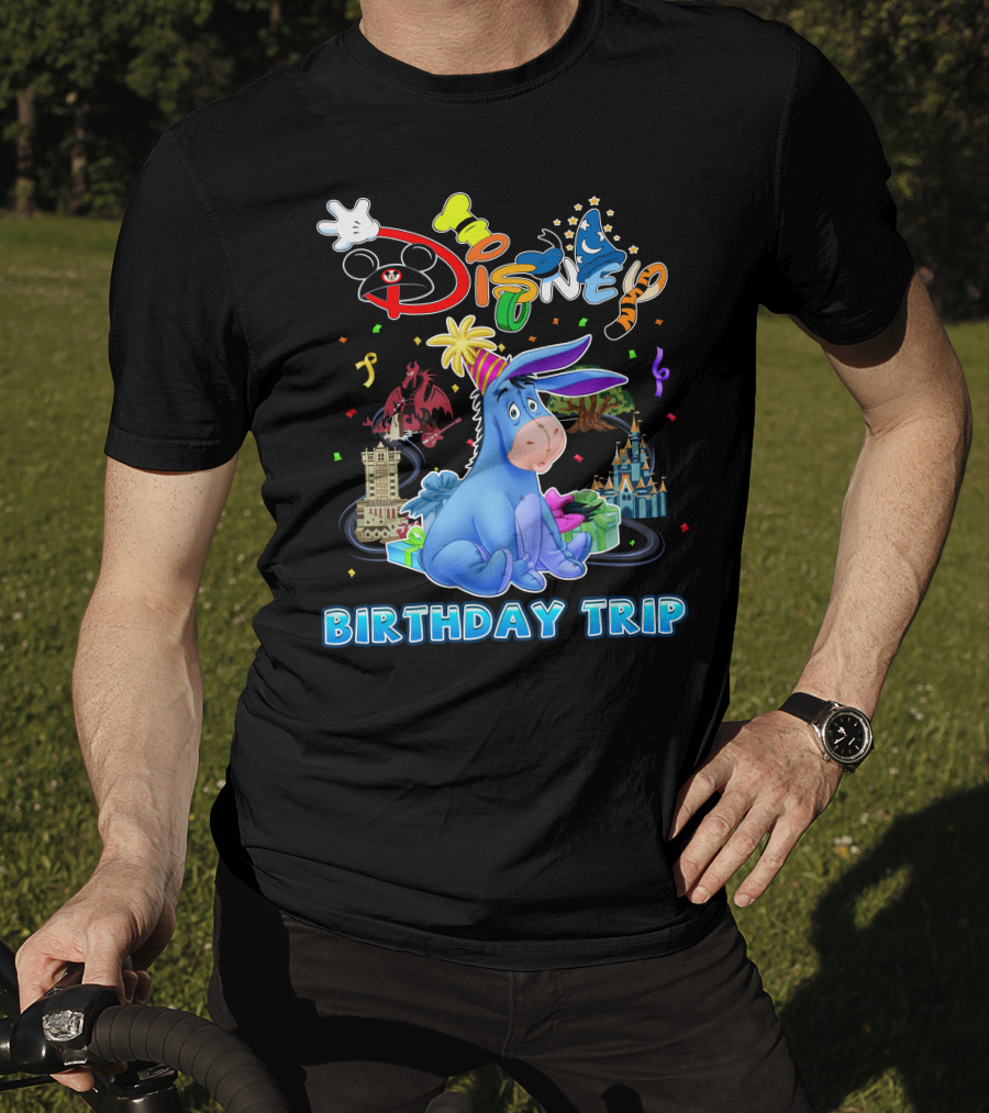 Eeyore Disney Birthday Trip Celebration With Castle And Mickey Elements T-Shirt