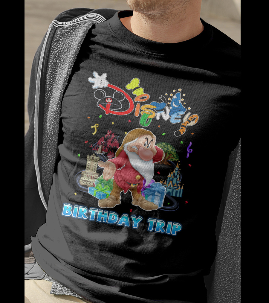 Grumpy Disney Birthday Trip With Mickey Mouse And Castle T-Shirt