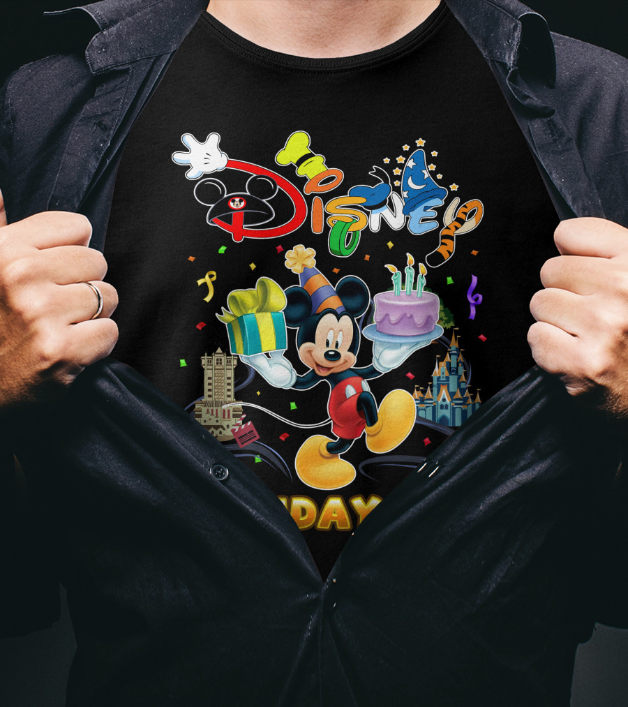 Mickey Disney Birthday Trip Celebration With Cake And Presents T-Shirt