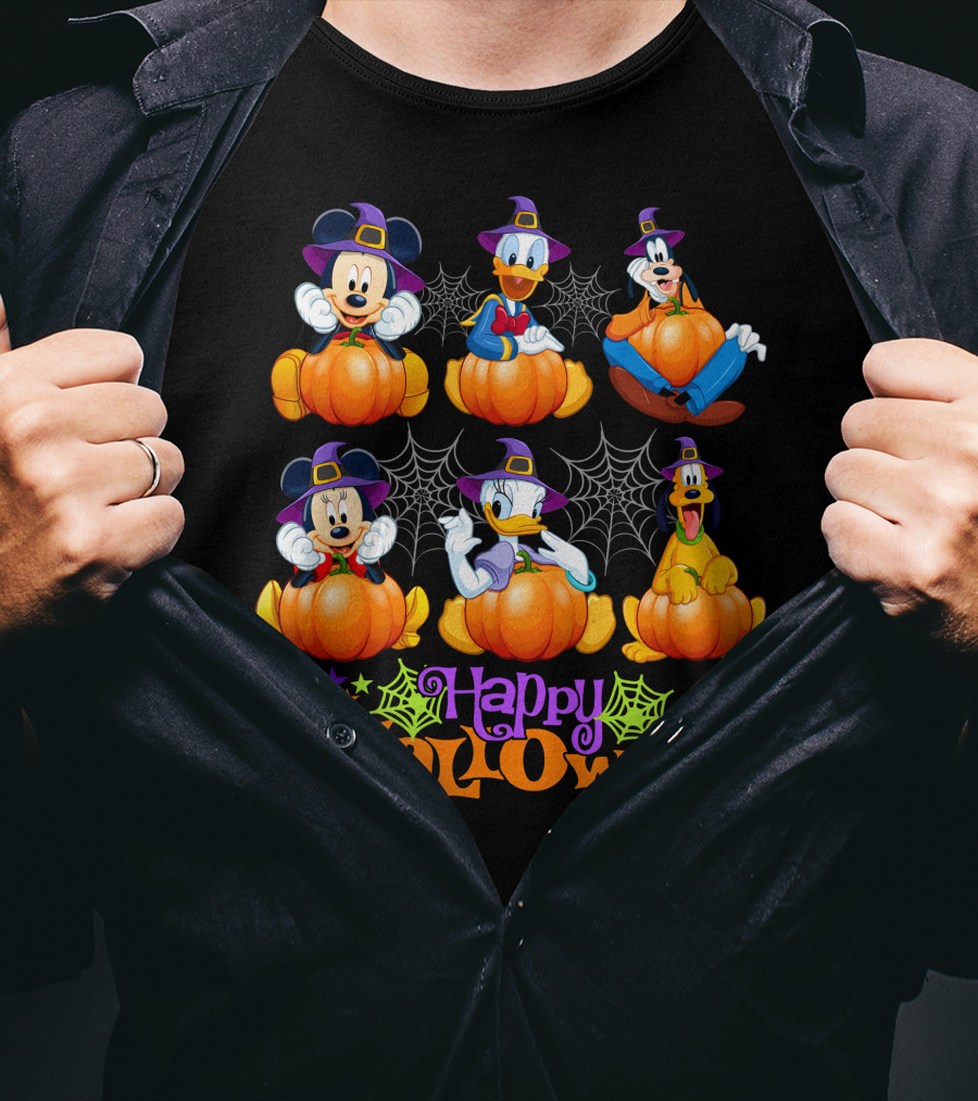 Happy Halloween Mickey Donald Goofy Pumpkins T-Shirt
