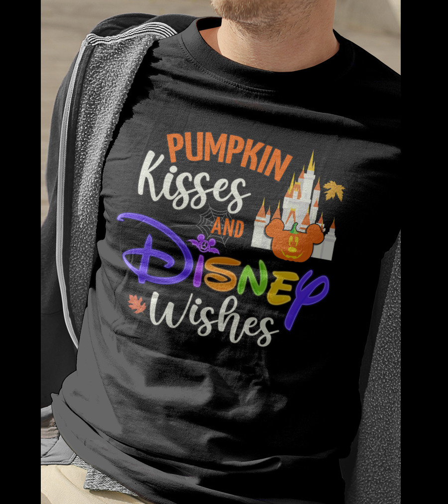 Pumpkin Kisses And Disney Wishes Magic Castle Mickey Pumpkin T-Shirt
