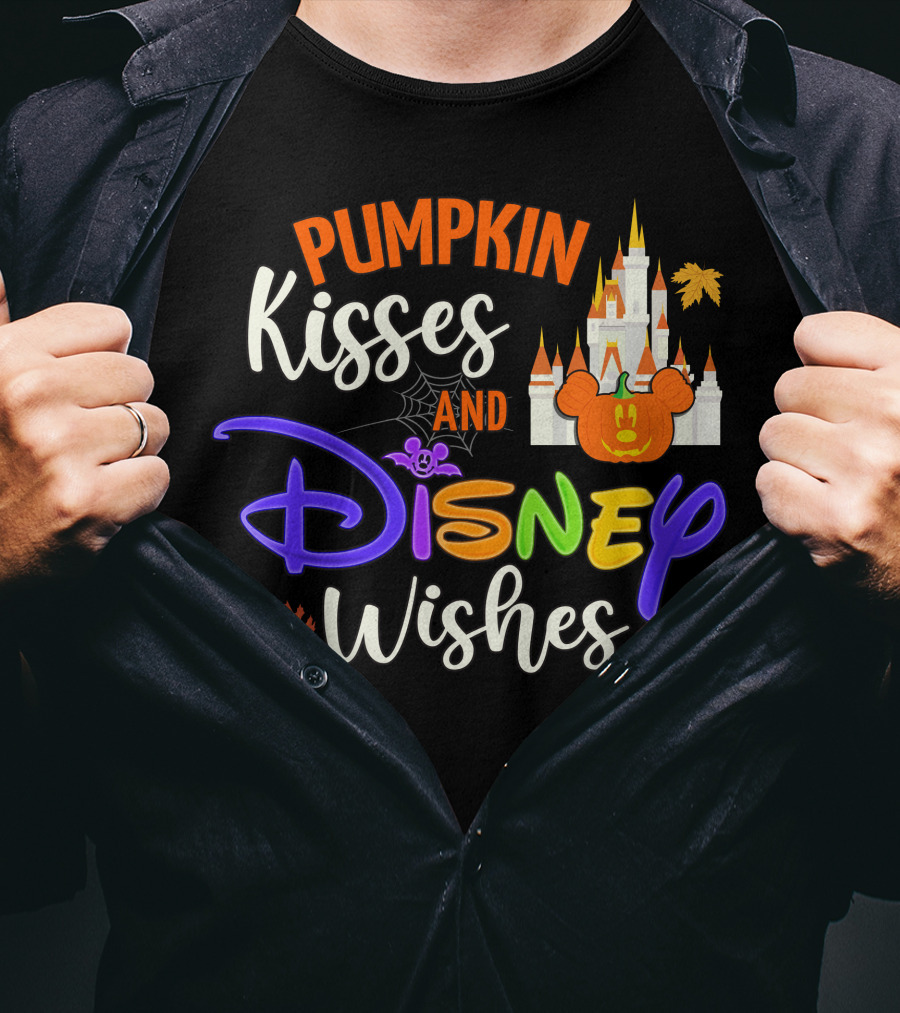 Pumpkin Kisses And Disney Wishes Magic Castle Mickey Pumpkin T-Shirt