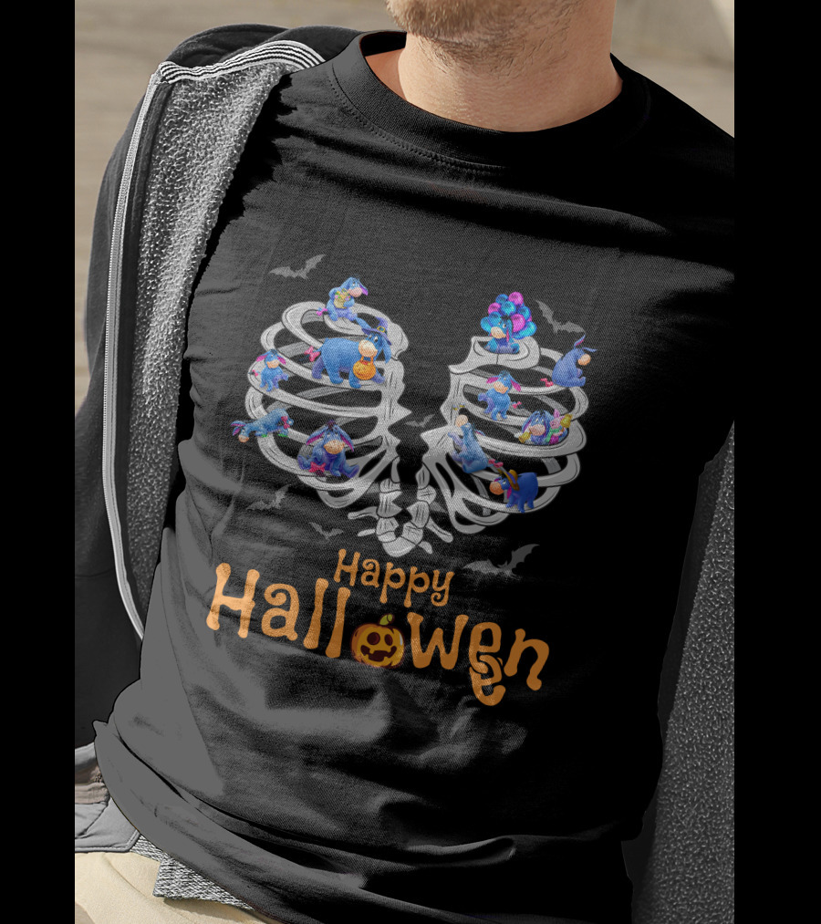 Happy Halloween Eeyore Skeleton Ribs Theme T-Shirt