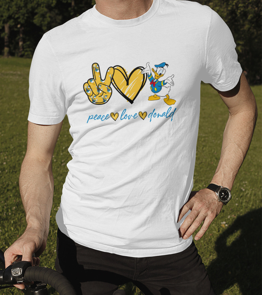 Peace Love Donald Duck Peace Hand Heart T-Shirt