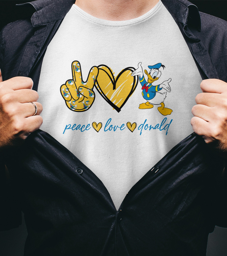 Peace Love Donald Duck Peace Hand Heart T-Shirt