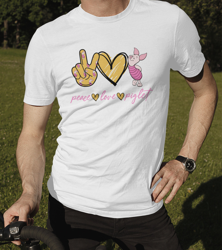 Peace Love Piglet Peace Sign Heart Piglet Character T-Shirt